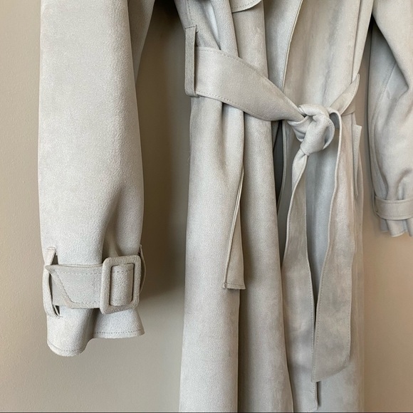 Zara-Faux Suede Trench Midi Length Coat - Picture 11 of 14